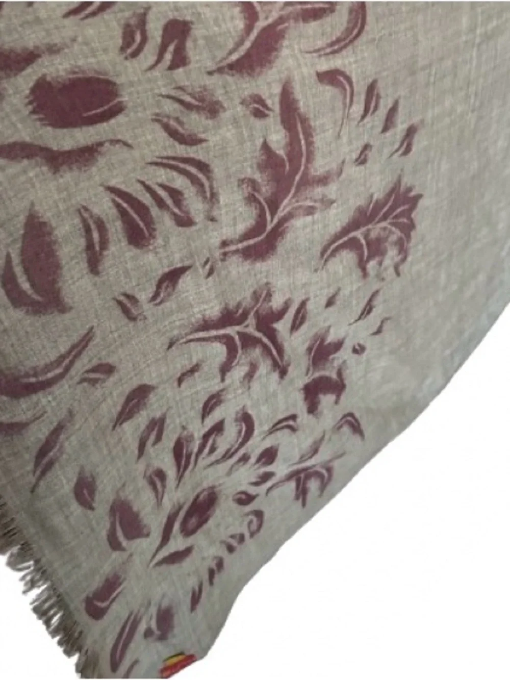 Baby Alpaca Wool and Silk KUNA Scarf Wrap Floral Boho Designer Gray Purple Shawl
